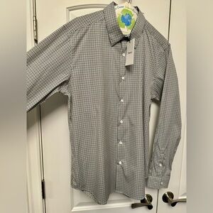 NEW! Theory Men’s Black and White Mini Check Sylvain Dress Shirt